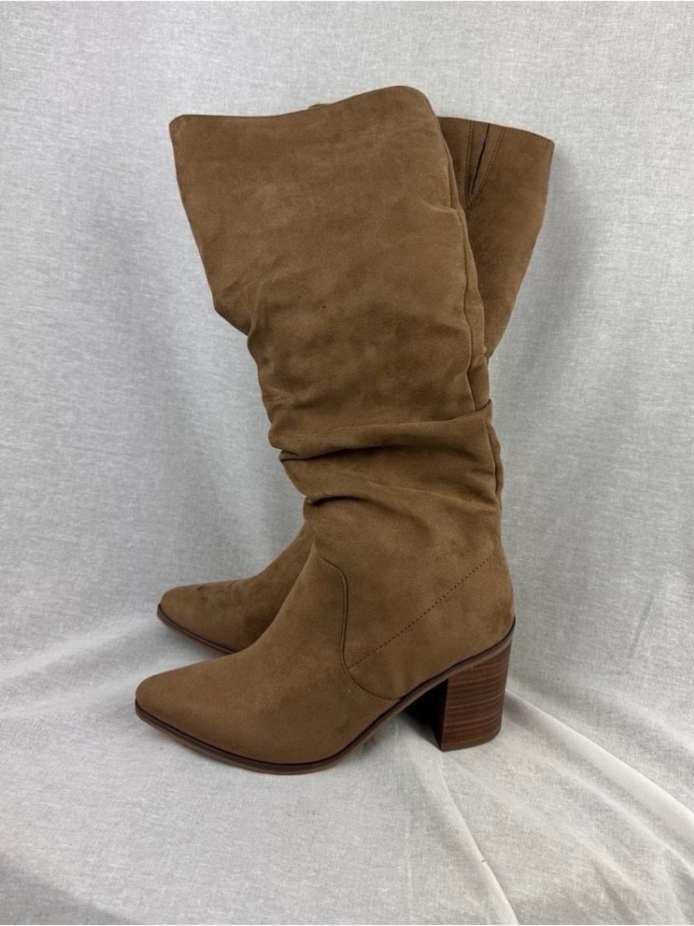 Universal Thread Brown Suede Slouch Block Heel Mid-Calf Boots